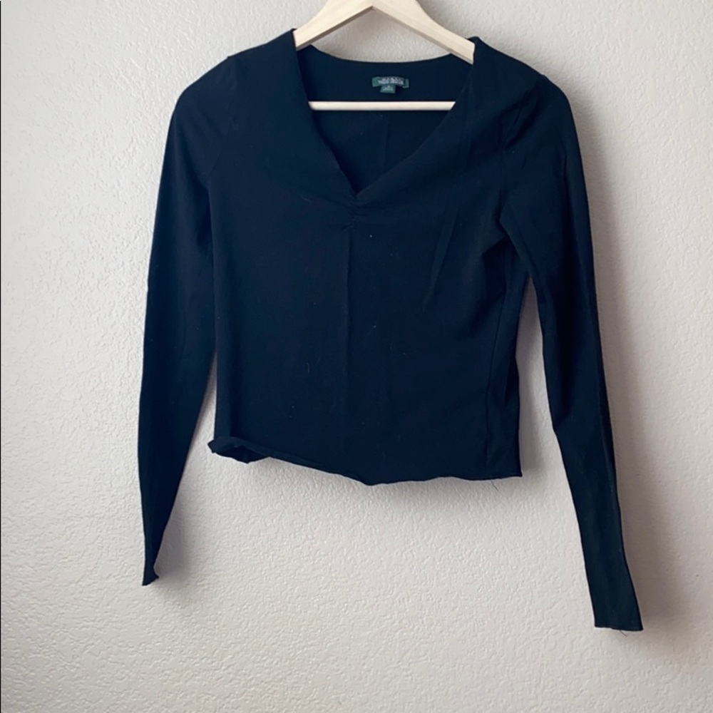 Wild Fable Long sleeve shirt Crop top Black size medium - Picture 2 of 5